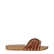 Isabel Marant Brown Leather Buckle Slippers