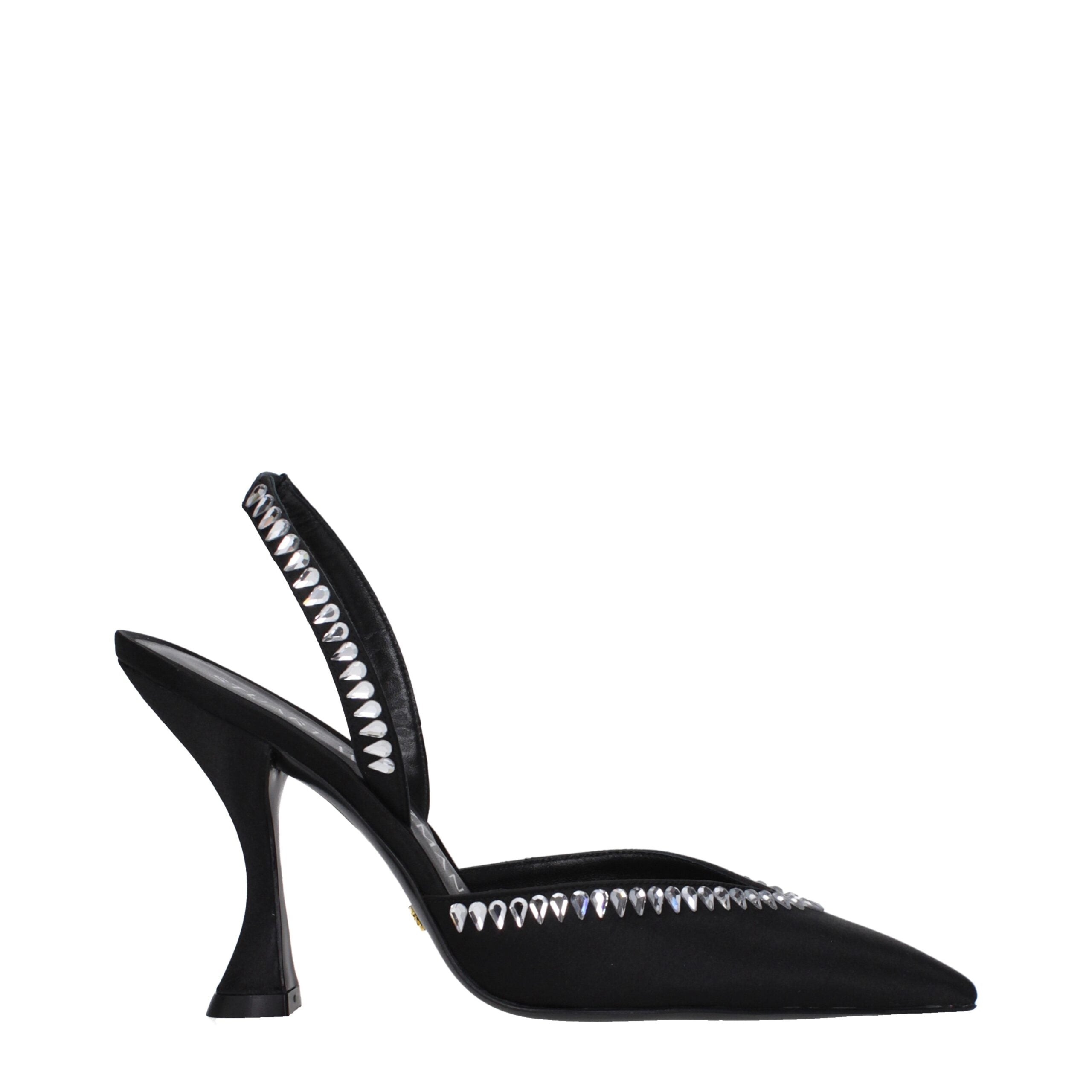 Black Satin Stiletto Heel Sandals - Stuart Weitzman