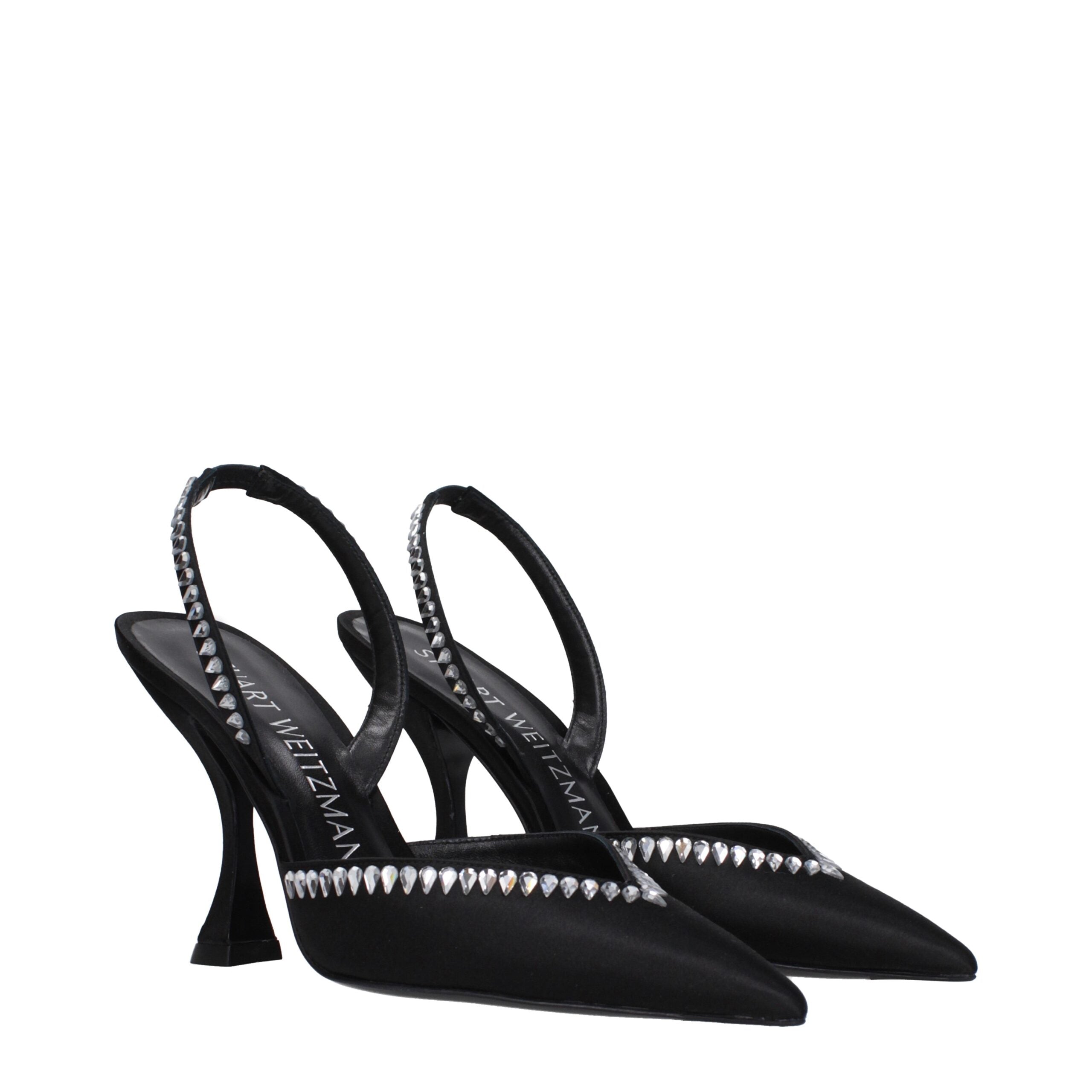 Black Satin Stiletto Heel Sandals - Stuart Weitzman