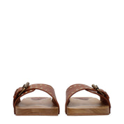 Isabel Marant Brown Leather Buckle Slippers