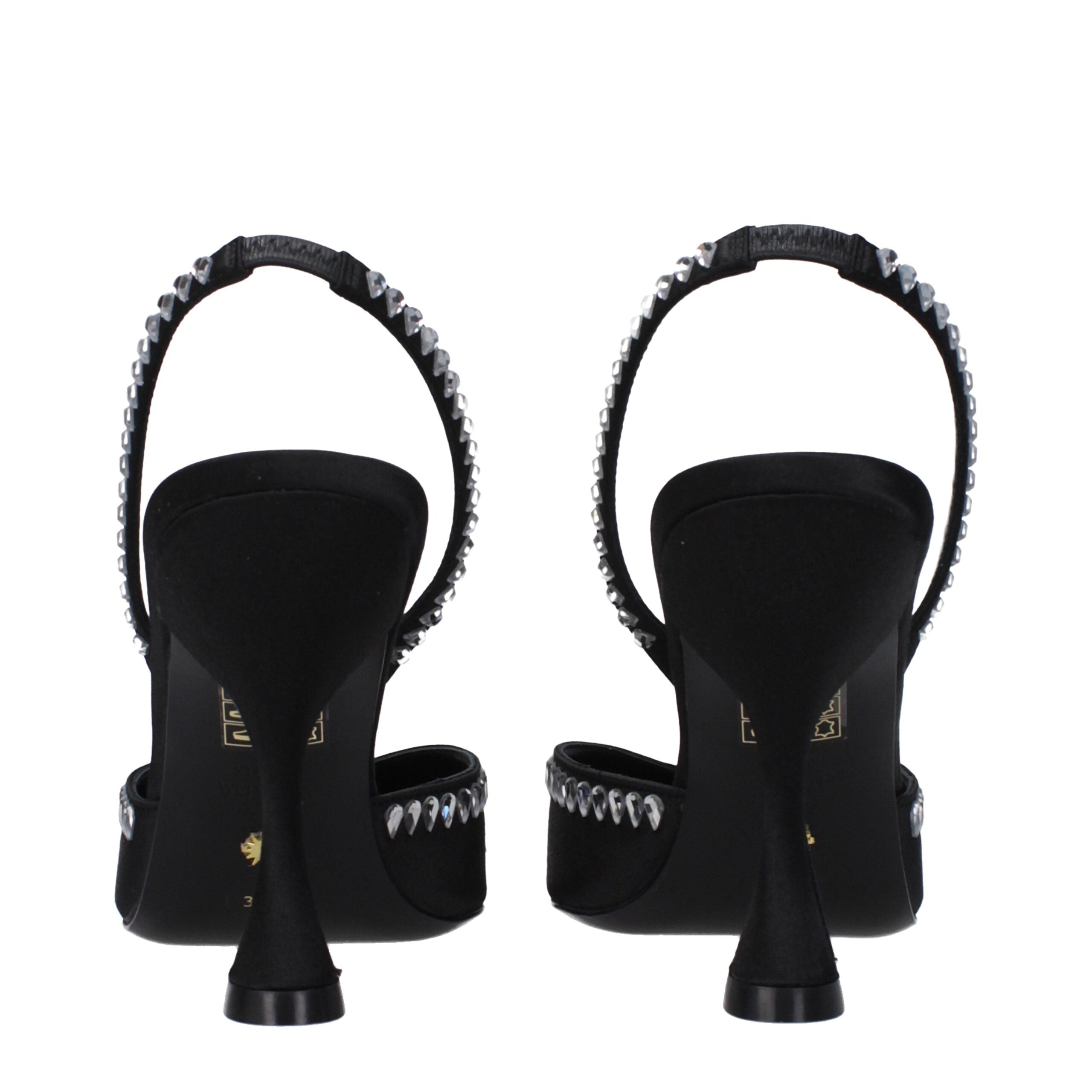 Black Satin Stiletto Heel Sandals - Stuart Weitzman