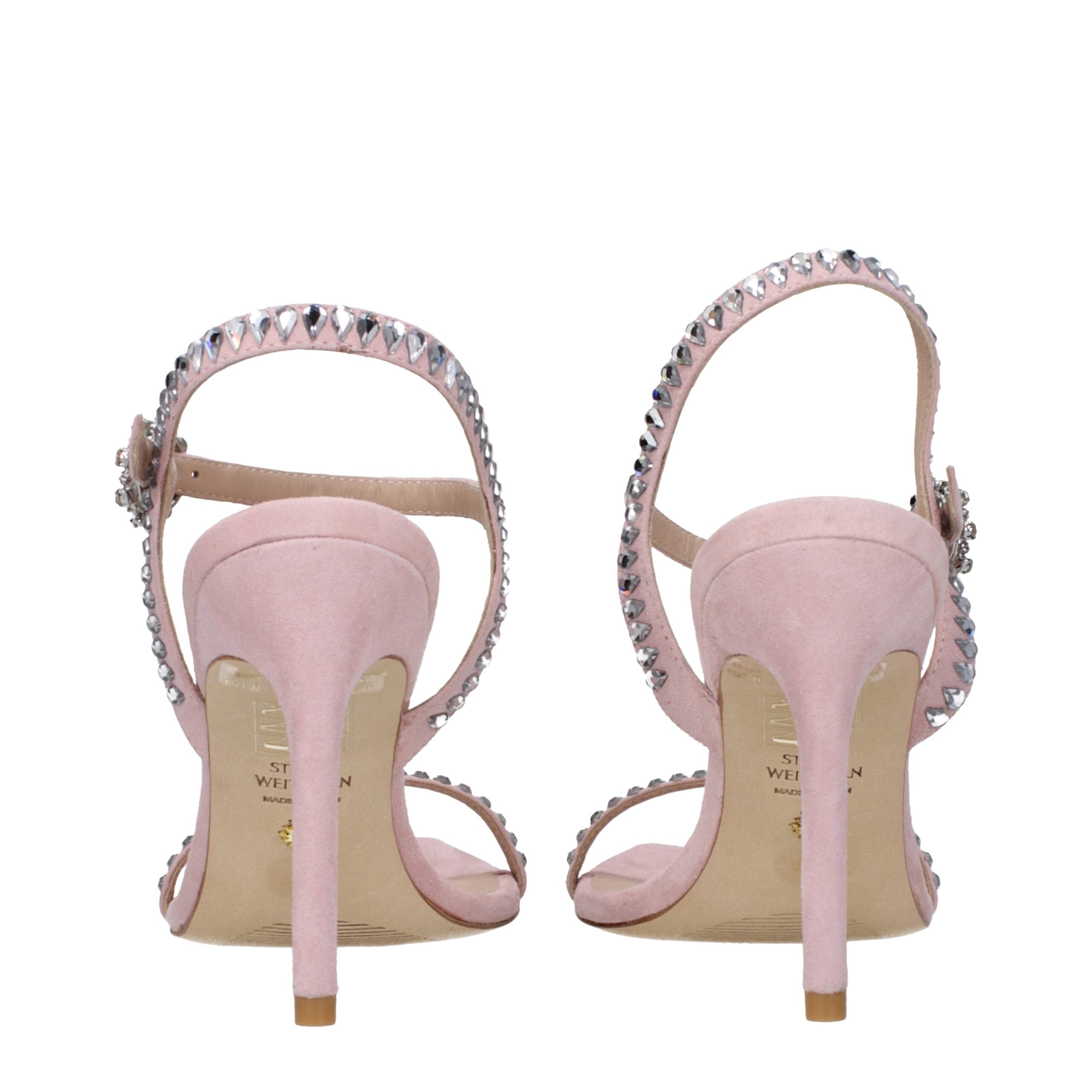 Stuart Weitzman Pink Suede Stiletto Heel Sandals