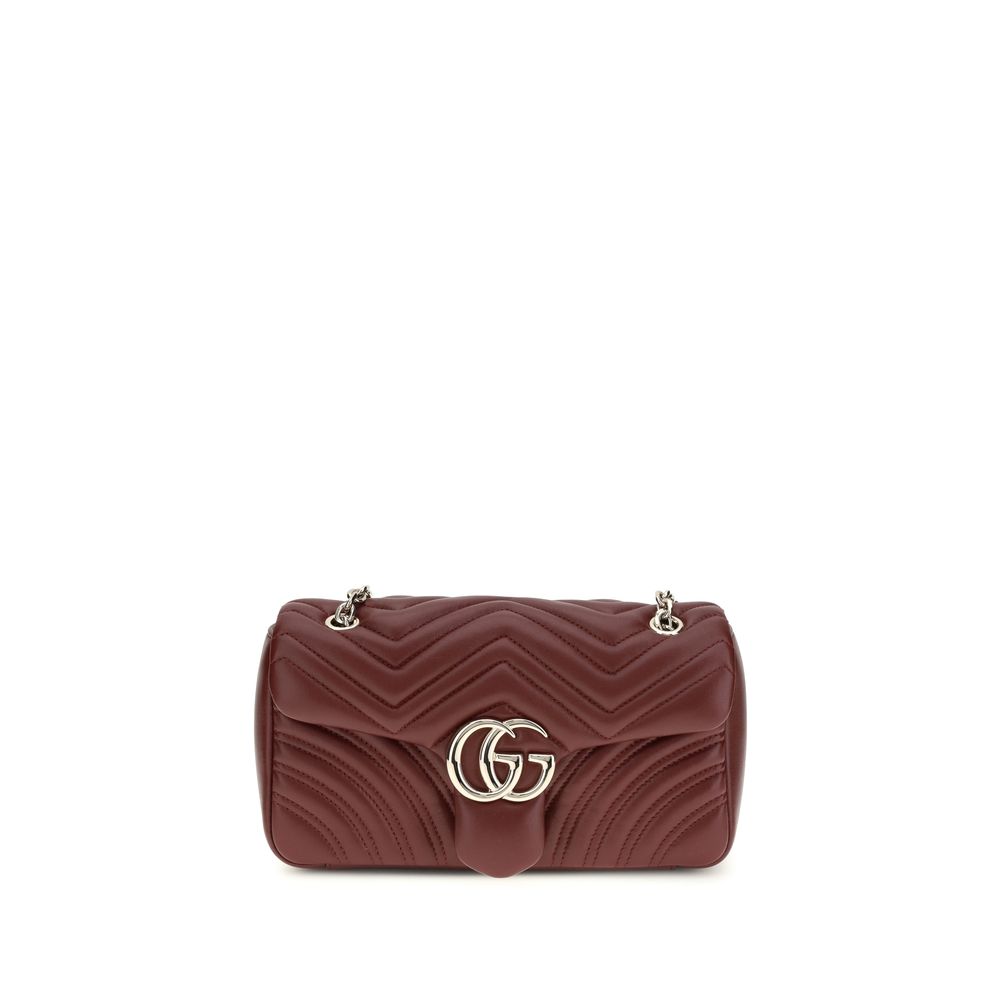 Gucci Bordeaux Calf Leather GG Marmont Shoulder Bag