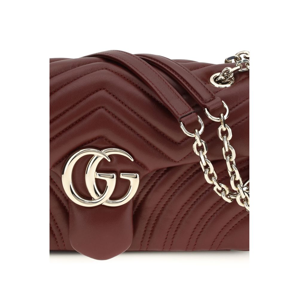 Gucci Bordeaux Calf Leather GG Marmont Shoulder Bag