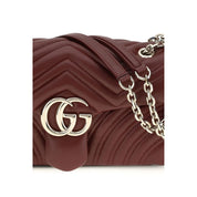 Gucci Bordeaux Calf Leather GG Marmont Shoulder Bag