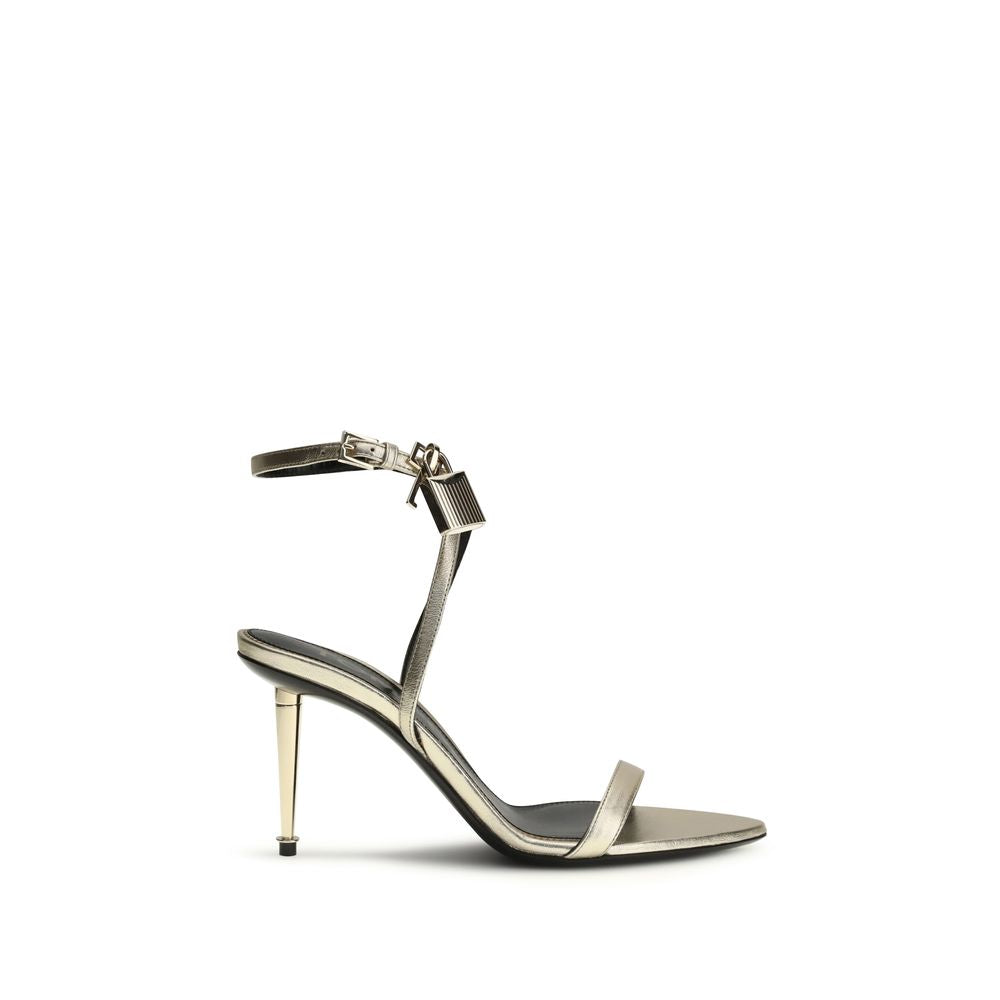 Tom Ford Gold Calf Leather Stiletto Heel Sandals