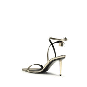 Tom Ford Gold Calf Leather Stiletto Heel Sandals