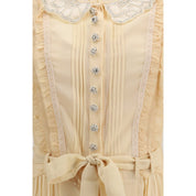 Self-Portrait Cream Viscose Mini Dress