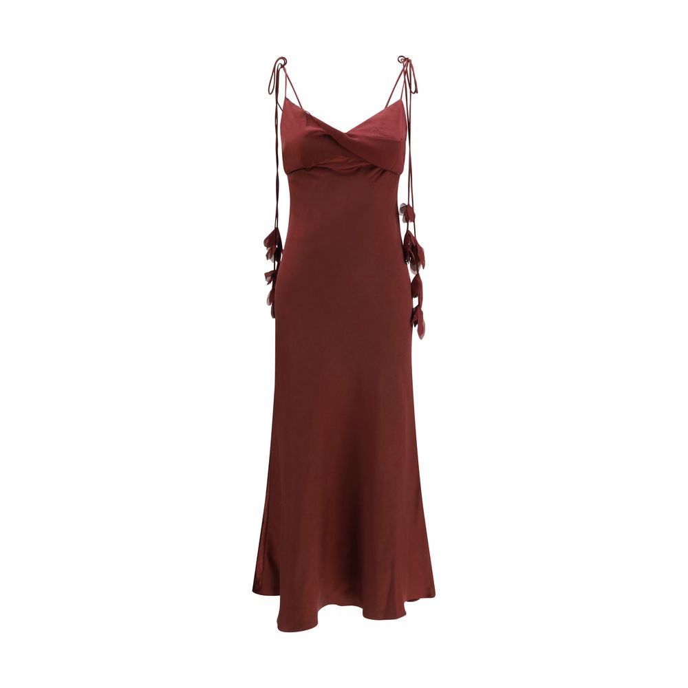 Self-Portrait Bordeaux Polyester Midi Dress