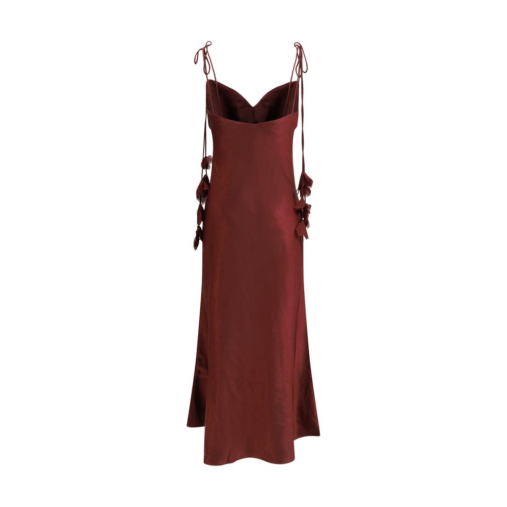 Self-Portrait Bordeaux Polyester Midi Dress