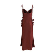 Self-Portrait Bordeaux Polyester Midi Dress