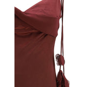 Self-Portrait Bordeaux Polyester Midi Dress