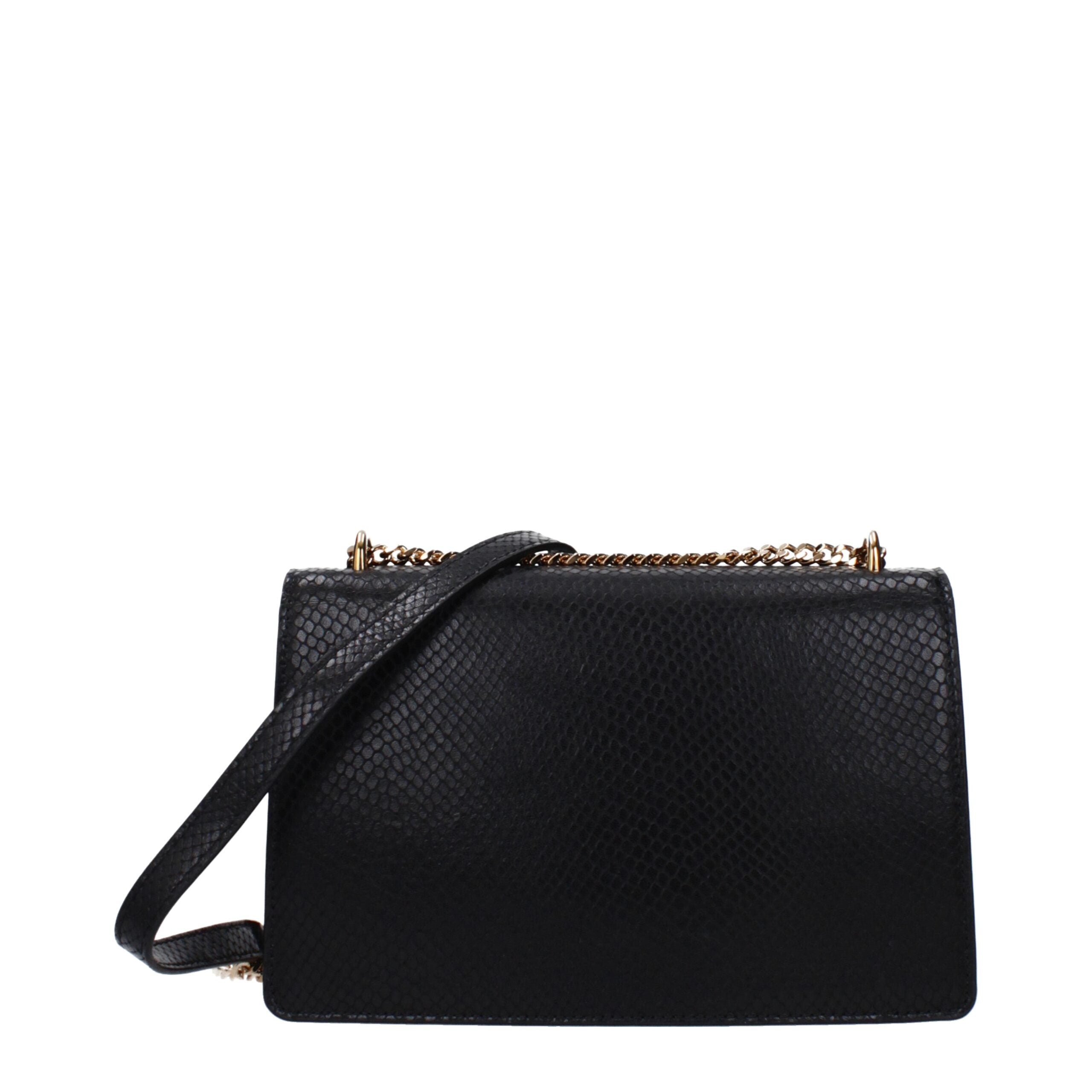 Versace Black Leather Crossbody Bag with Front Detail