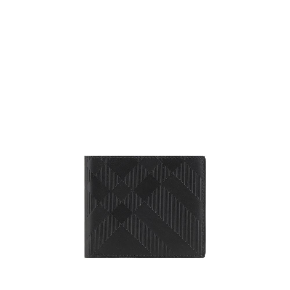 Burberry Black Calf Leather Archivio Check Wallet