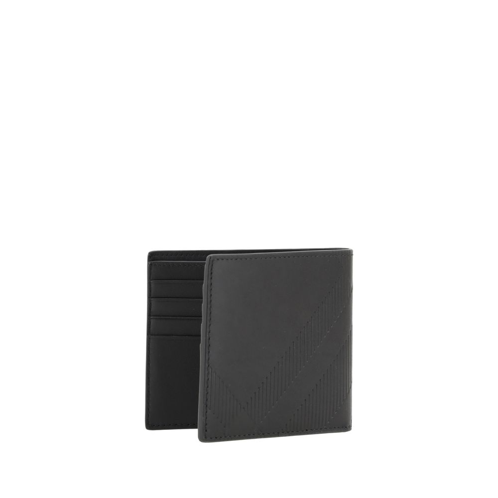 Burberry Black Calf Leather Archivio Check Wallet