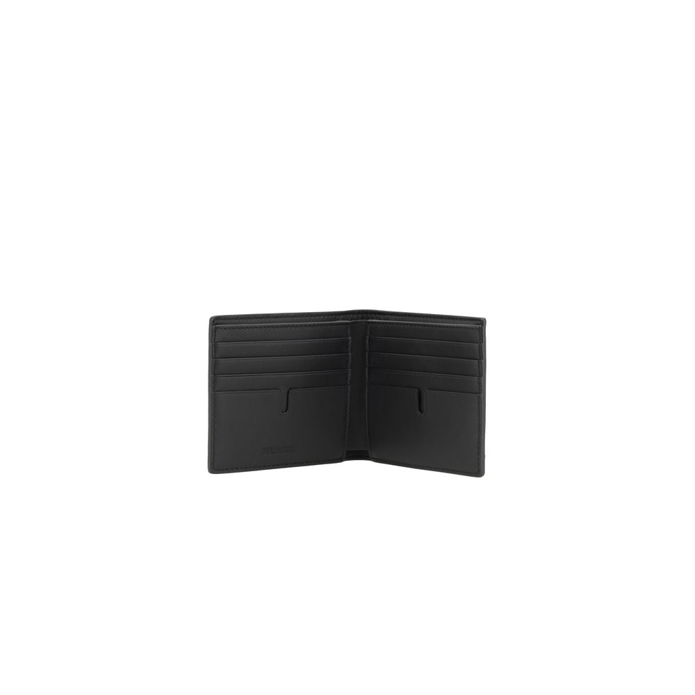 Burberry Black Calf Leather Archivio Check Wallet