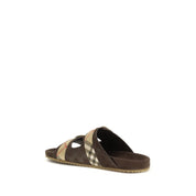 Burberry Brown Suede Urchin Flat Sandals