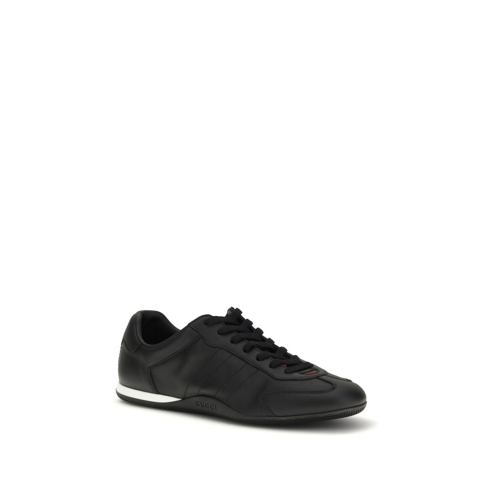 Gucci Black Calf Leather Low Top Sneakers