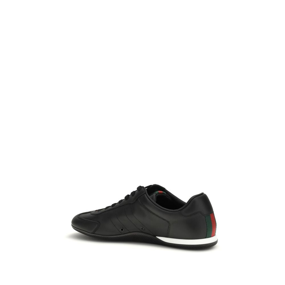 Gucci Black Calf Leather Low Top Sneakers
