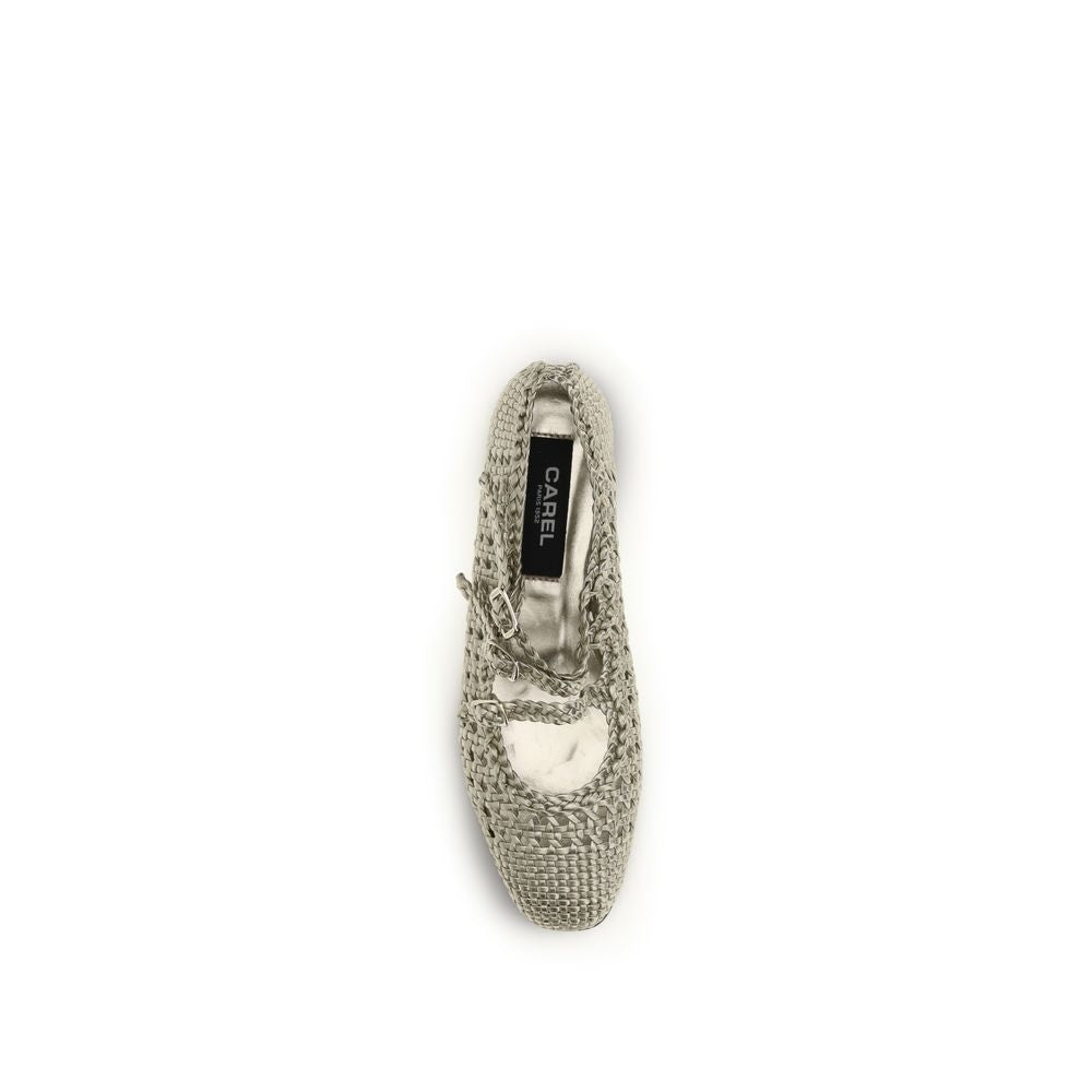 Carel Paris Silver Calf Leather Ballet Flats