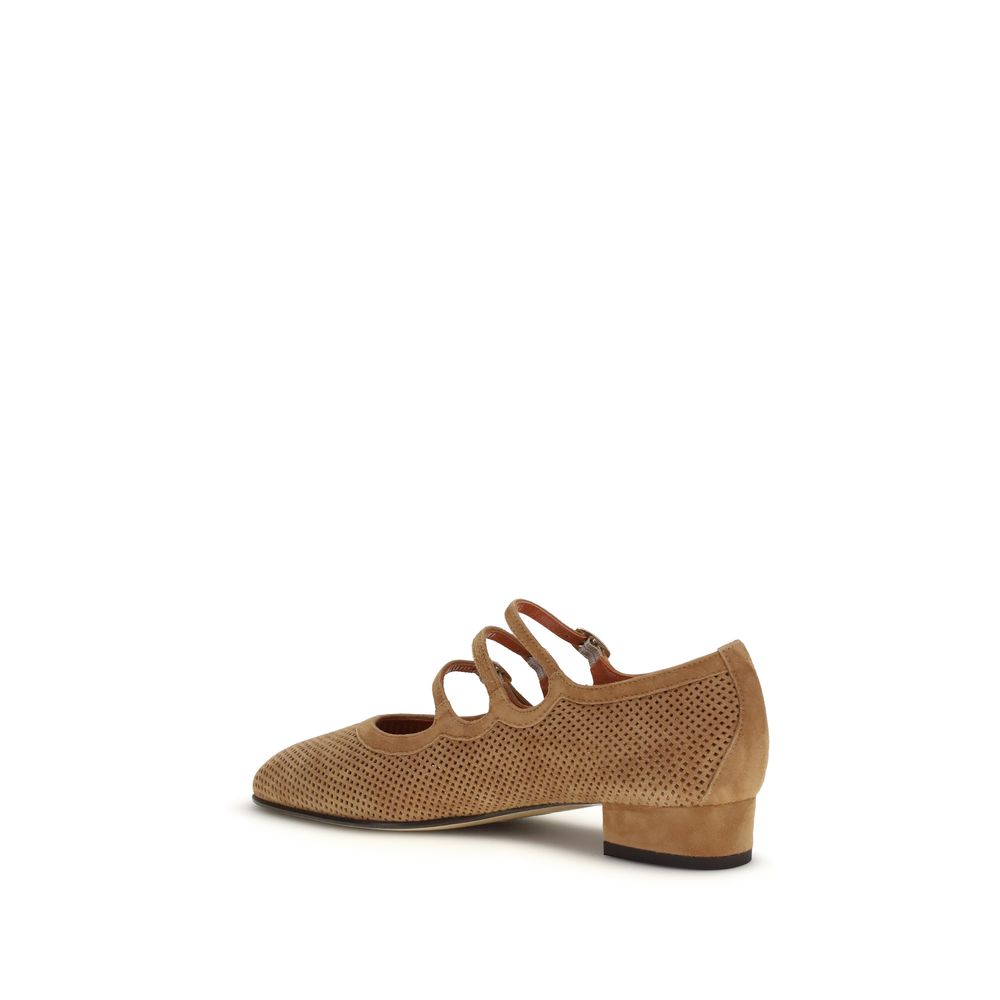 Carel Paris Beige Calf Leather Ballet Flats