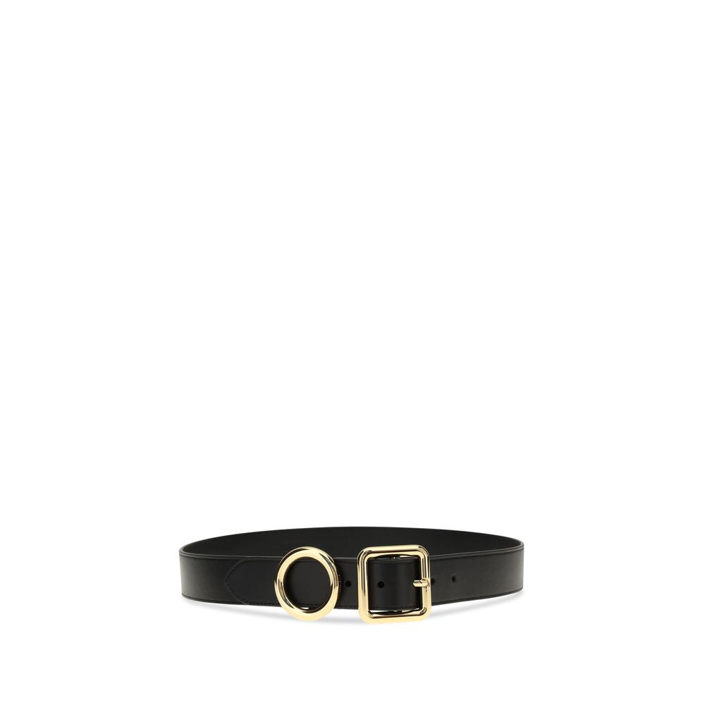 Side view of Jacquemus Regalo black calf leather belt