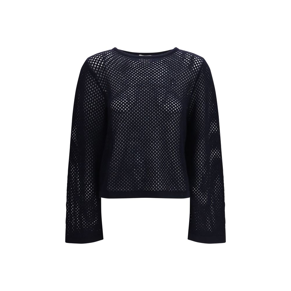 Allude Blue Perforated Wool & Cashmere Sweatshirt