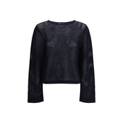 Allude Blue Perforated Wool & Cashmere Sweatshirt