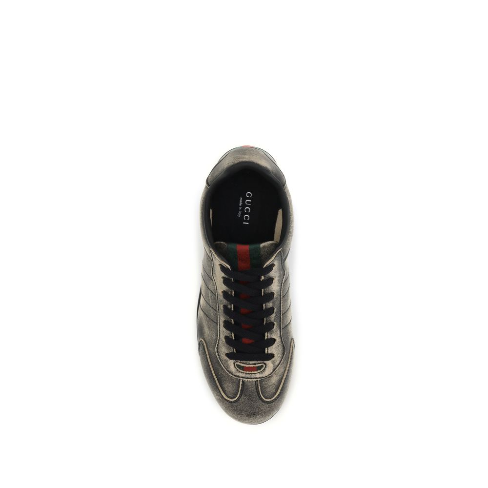 Gucci Black Calf Leather Low Top Sneakers