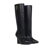 Givenchy Black Calfskin Ankle Boots with Gold-Tone Lock