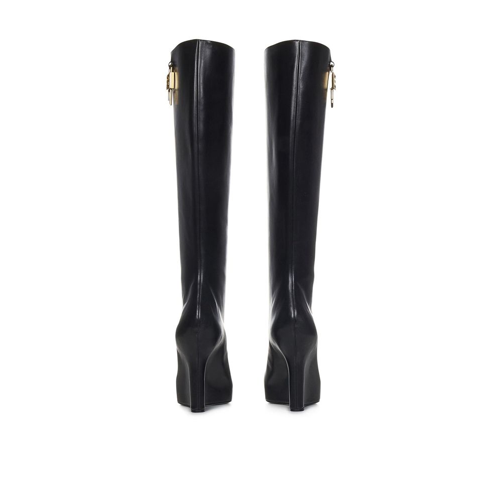 Givenchy Black Calfskin Ankle Boots with Gold-Tone Lock