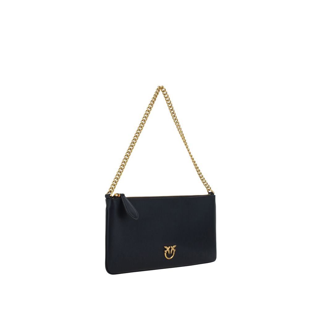 PINKO Black Calf Leather Shoulder Bag