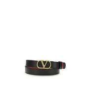 Valentino Garavani Black Calf Leather Regular Belt