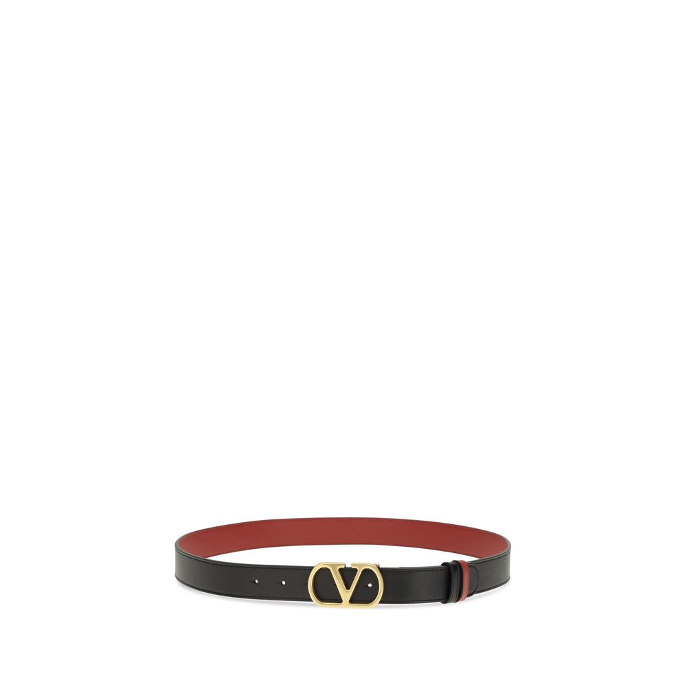 Valentino Garavani Black Calf Leather Regular Belt