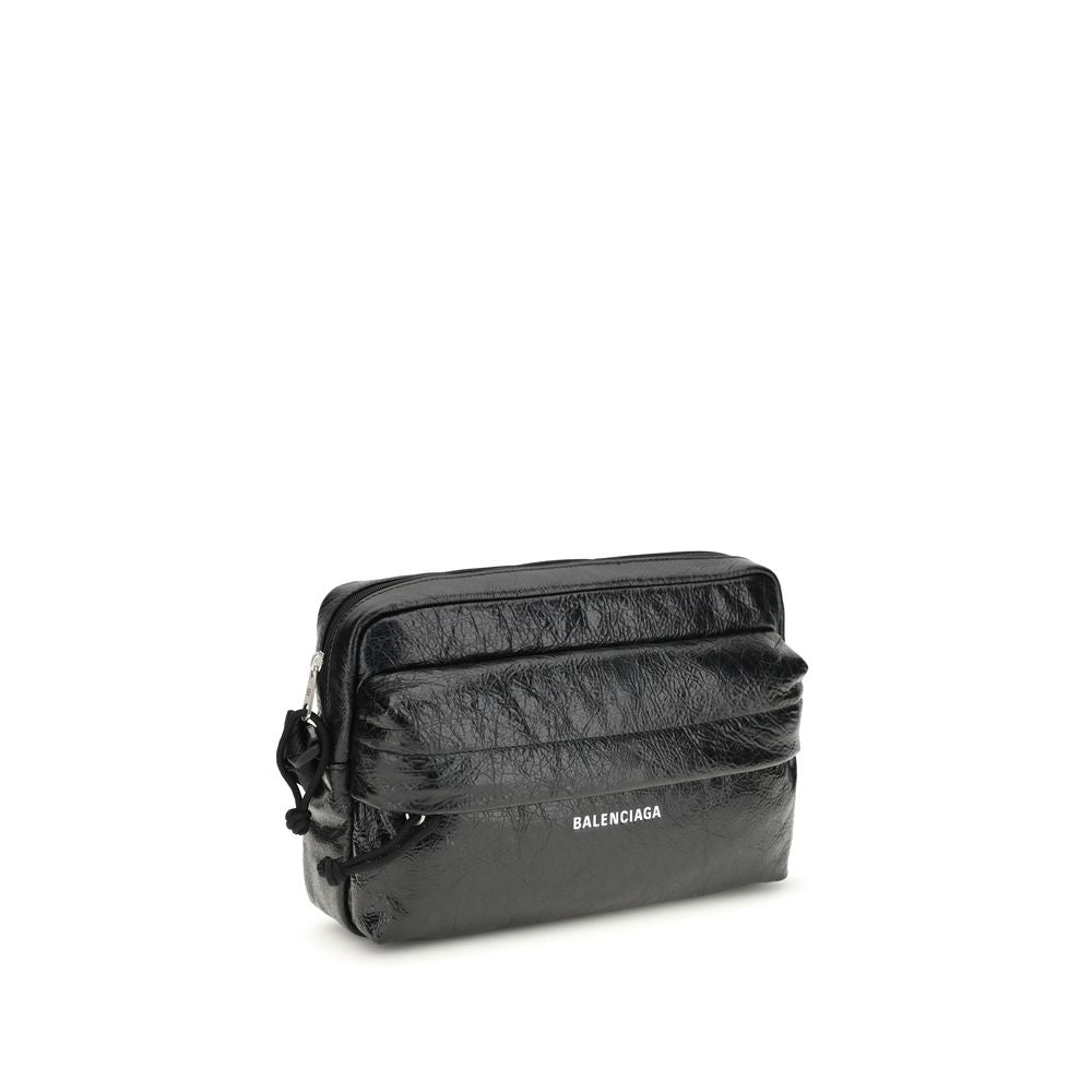 Black Lambskin Balenciaga Explorer Shoulder Bag