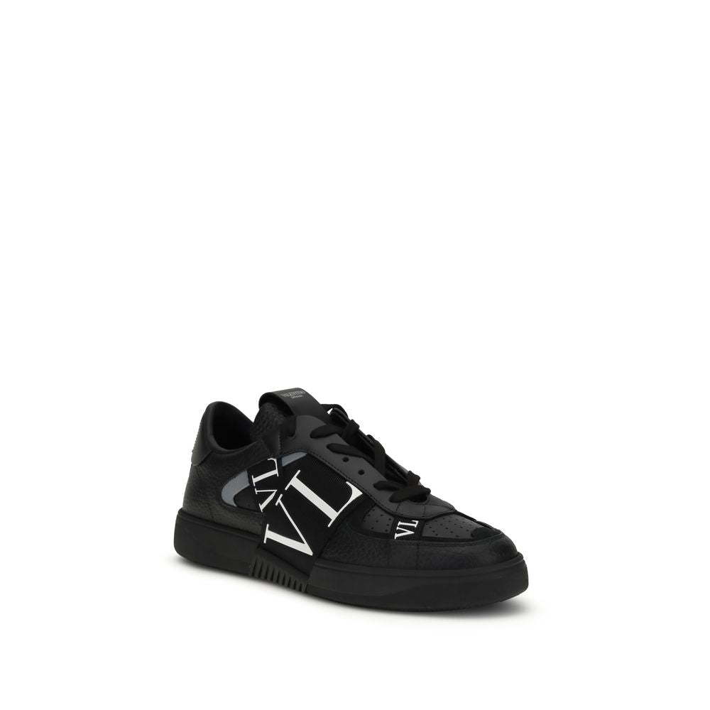 Valentino Garavani Black Calf Leather Low Top Sneakers