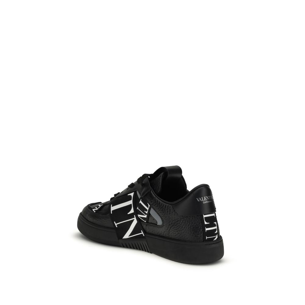 Valentino Garavani Black Calf Leather Low Top Sneakers