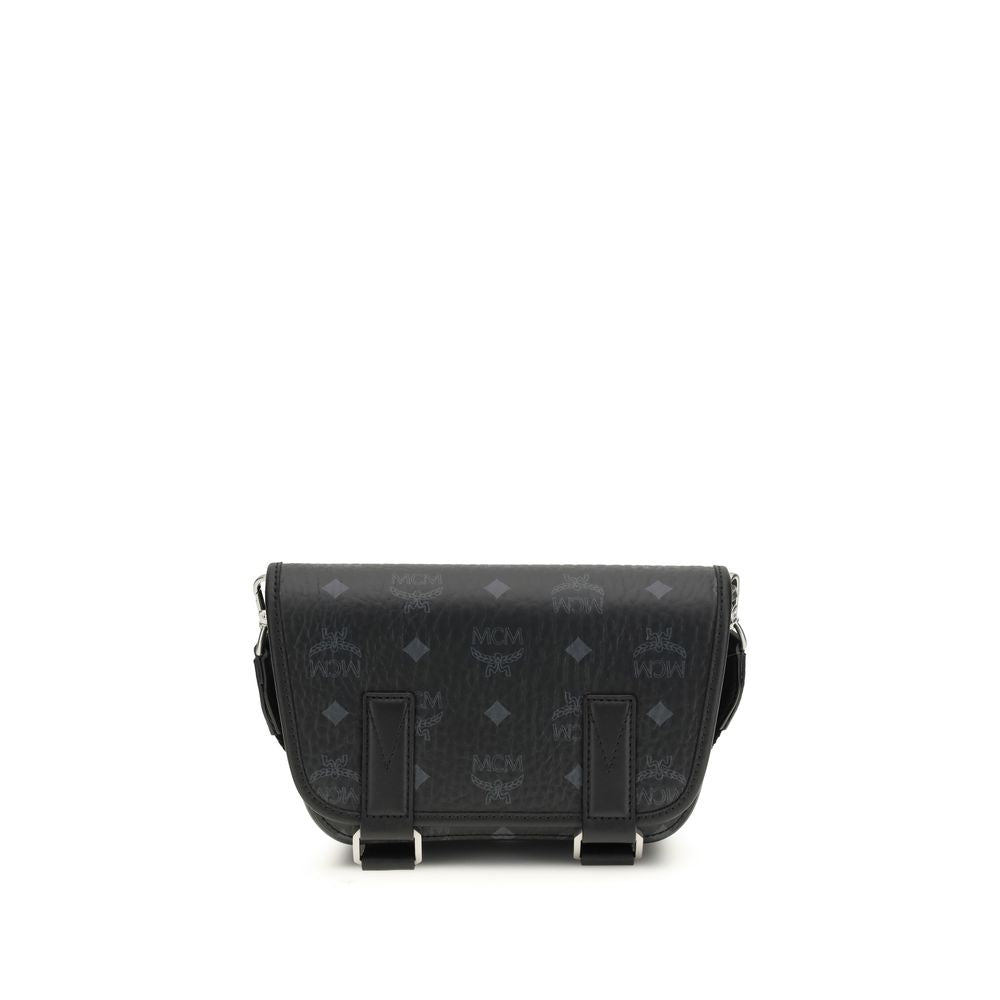MCM black fabric shoulder bag with logo motif