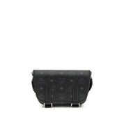 MCM black fabric shoulder bag with logo motif