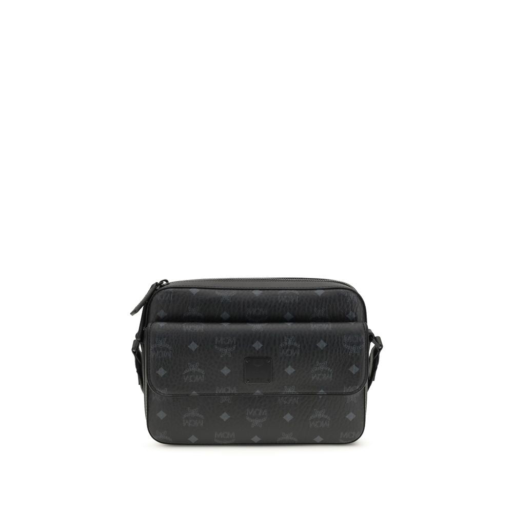 MCM Black Coated Canvas Shoulder Bag