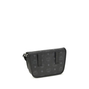 Back view of MCM black fabric shoulder bag