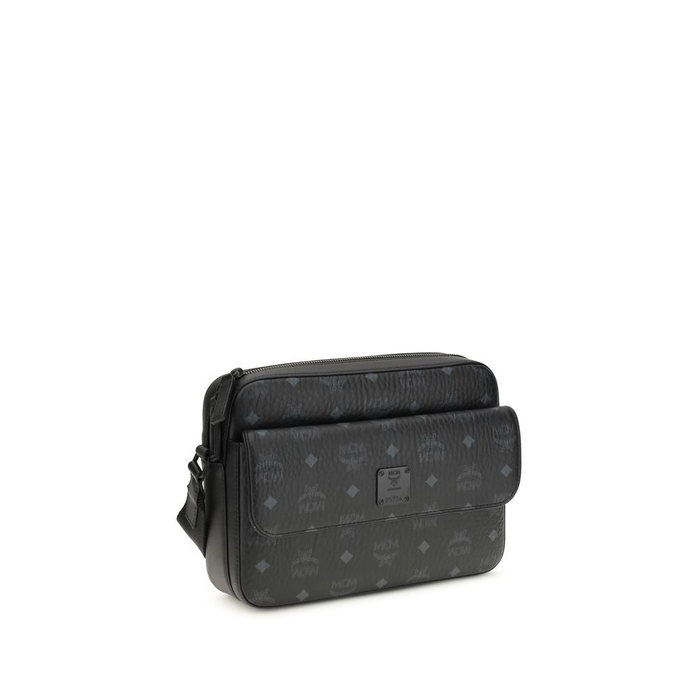 MCM Black Coated Canvas Shoulder Bag