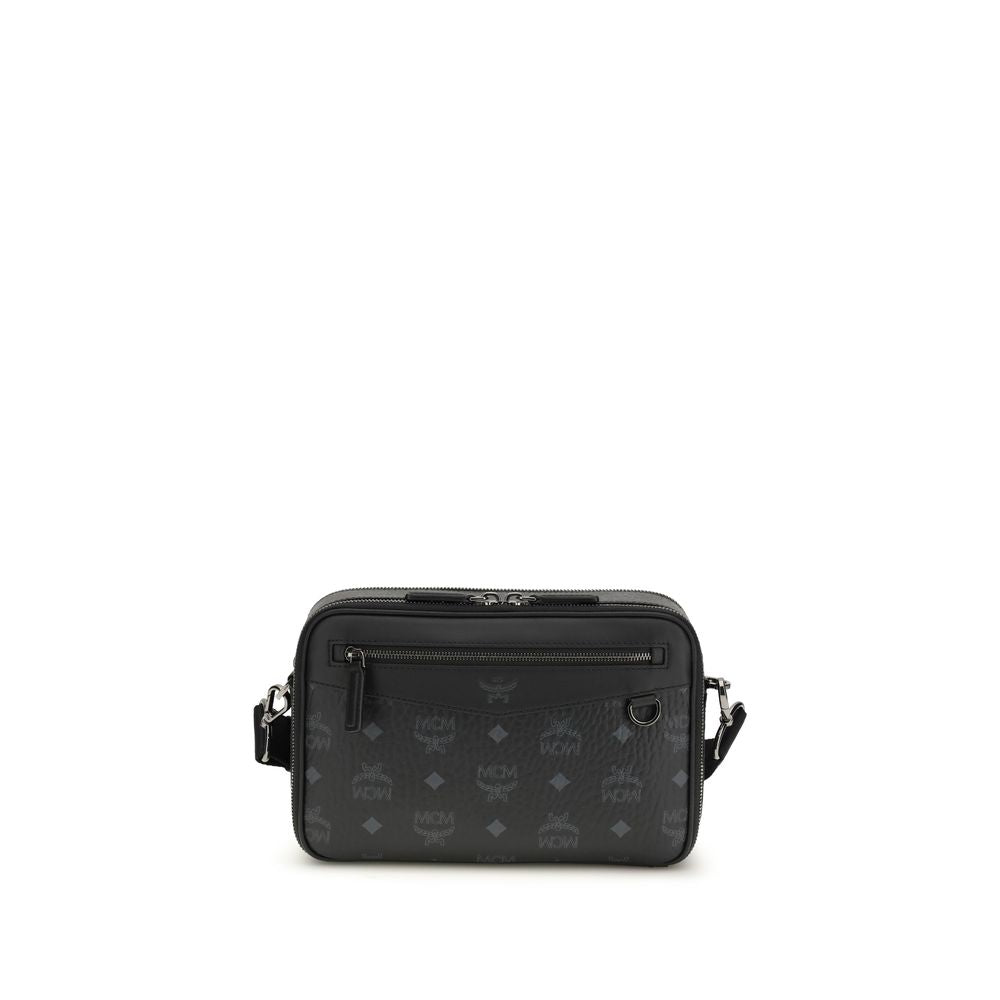 MCM Black Visetos Coated Canvas Shoulder Bag
