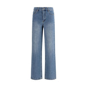Self-Portrait Blue Rhinestone Straight-Leg Jeans