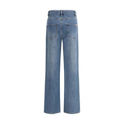 Self-Portrait Blue Rhinestone Straight-Leg Jeans