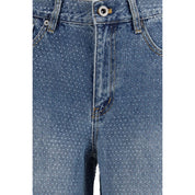 Self-Portrait Blue Rhinestone Straight-Leg Jeans