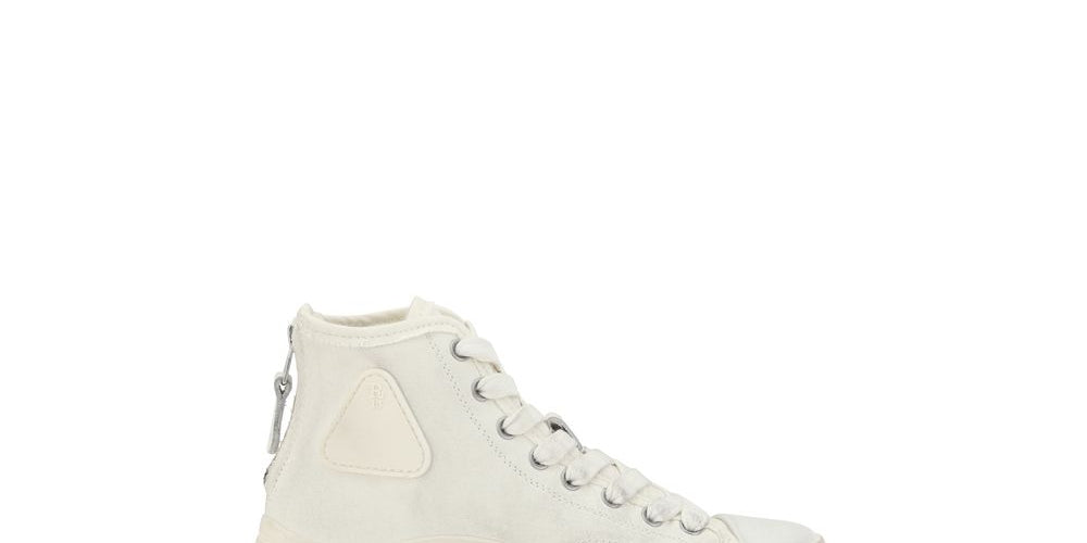 R13 White Cotton High Top Platform Sneakers