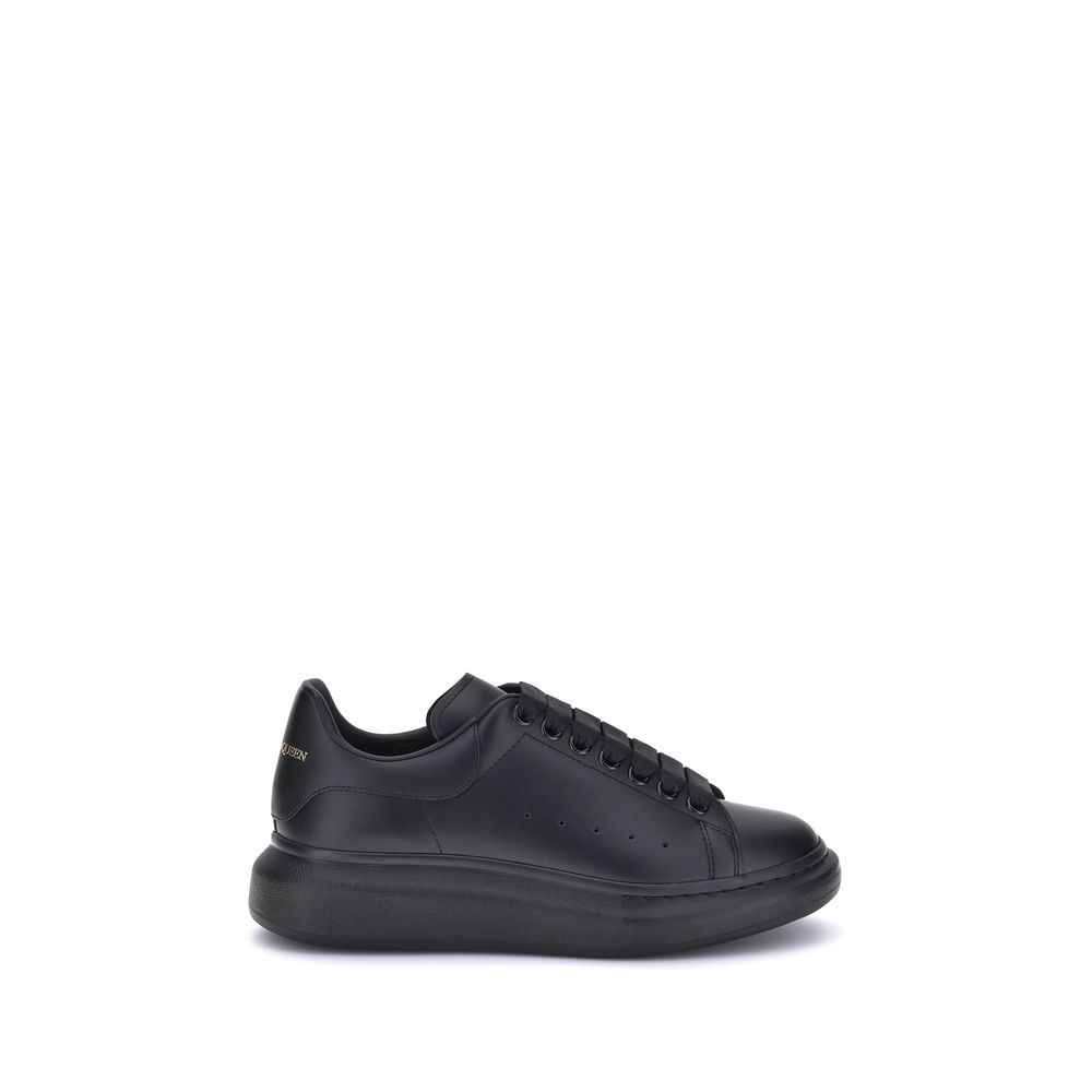 Alexander McQueen Black Calf Leather Platform Sneakers