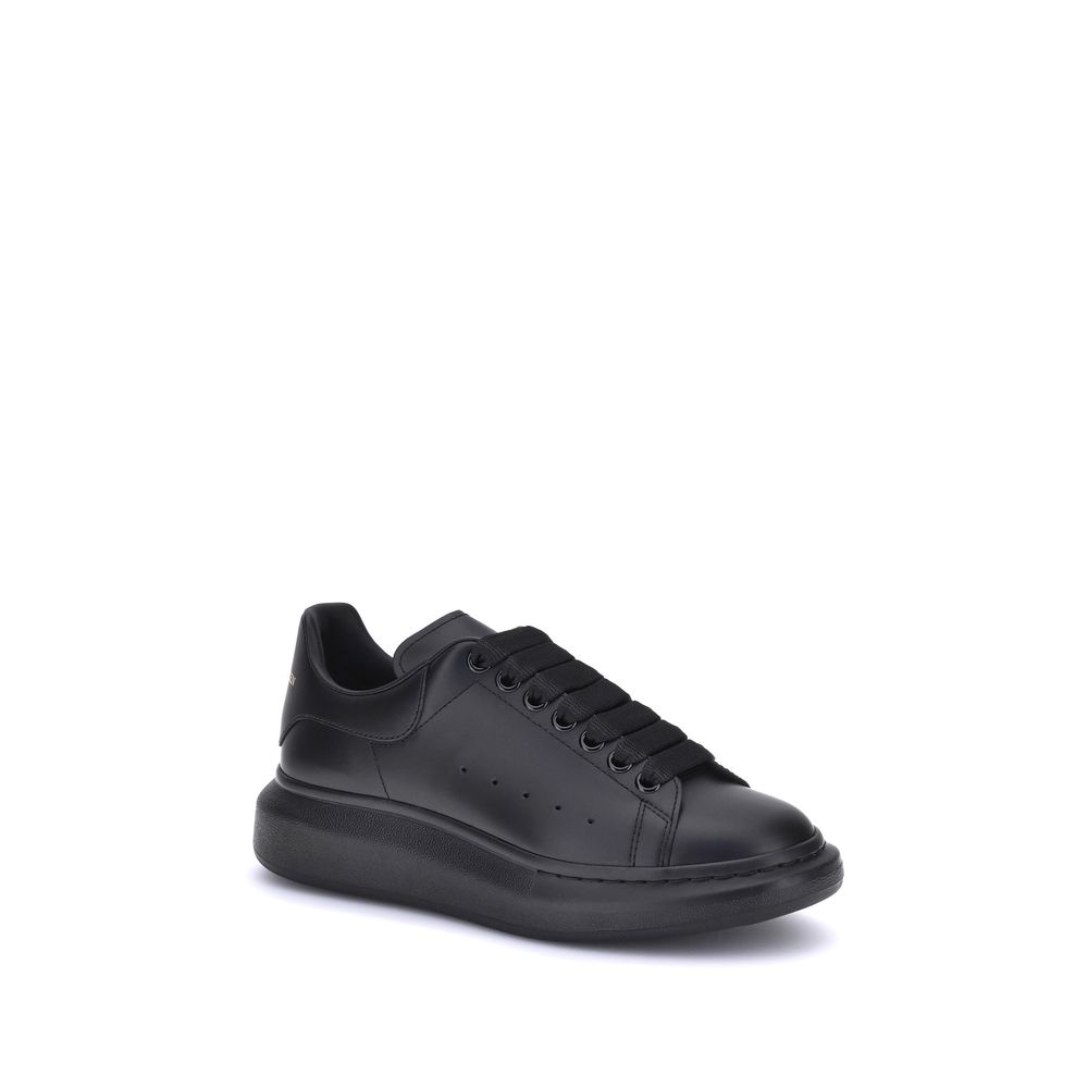 Alexander McQueen Black Calf Leather Platform Sneakers