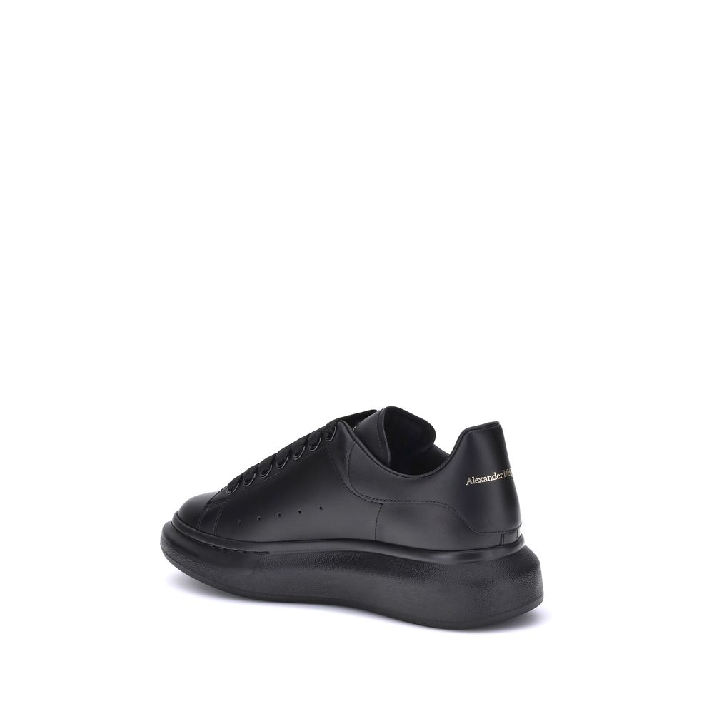 Alexander McQueen Black Calf Leather Platform Sneakers